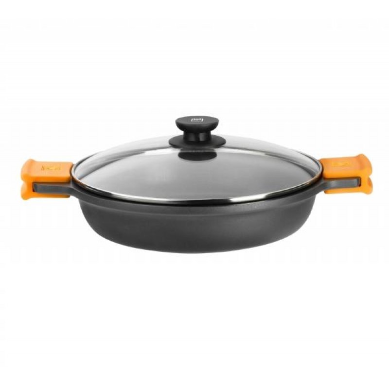 casseruola bassa con 2 manici presine coperchio vetro